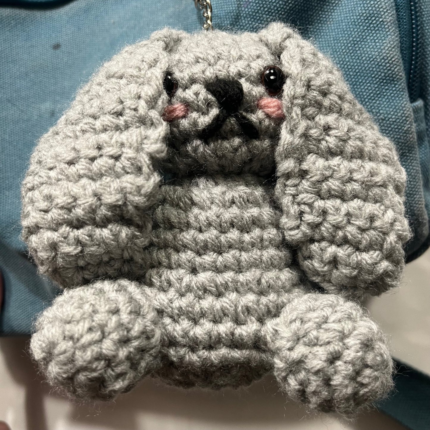 Bunny Plush Keychain - Grey