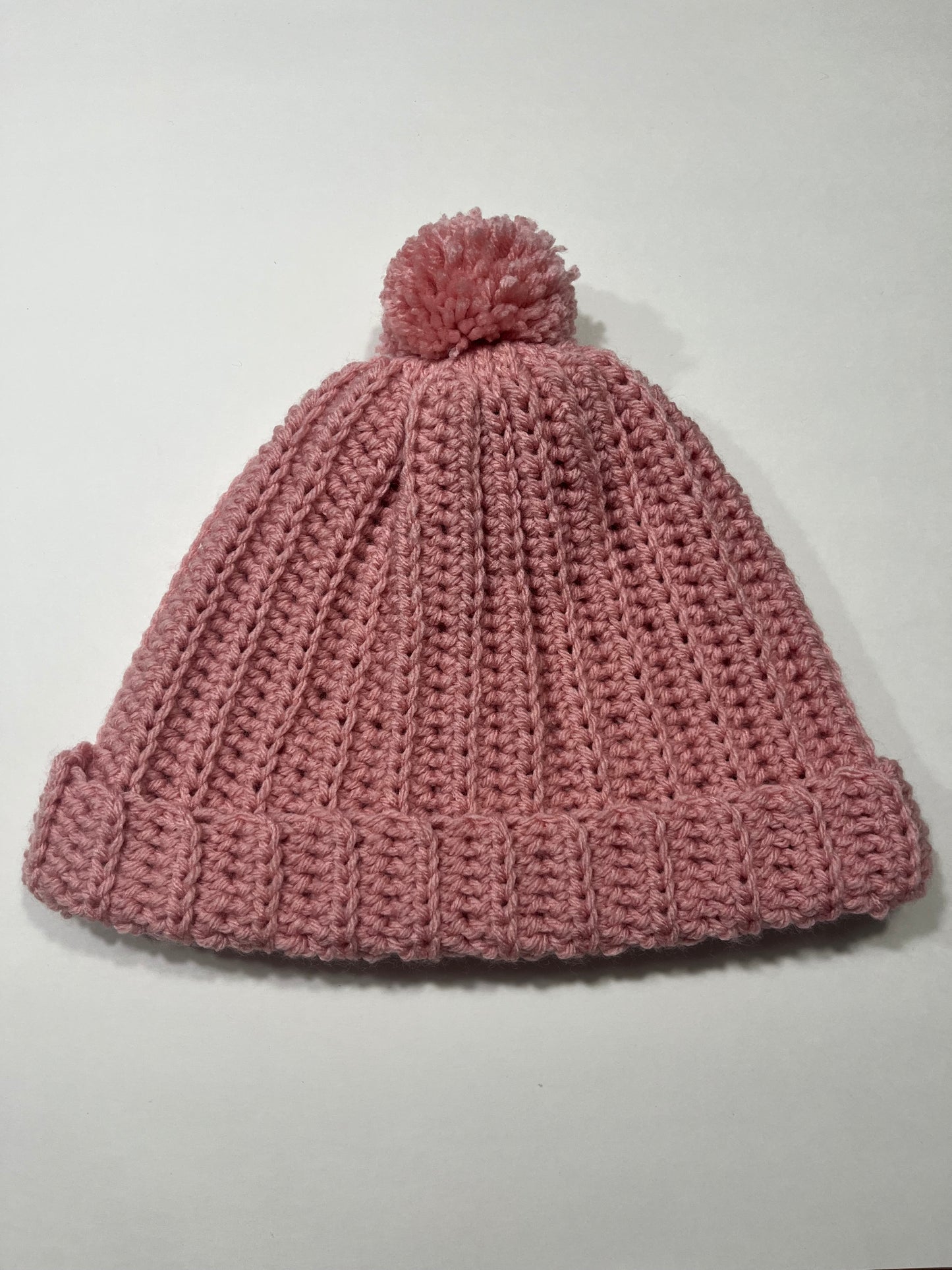 Ribbed beanie with pompom - Pink