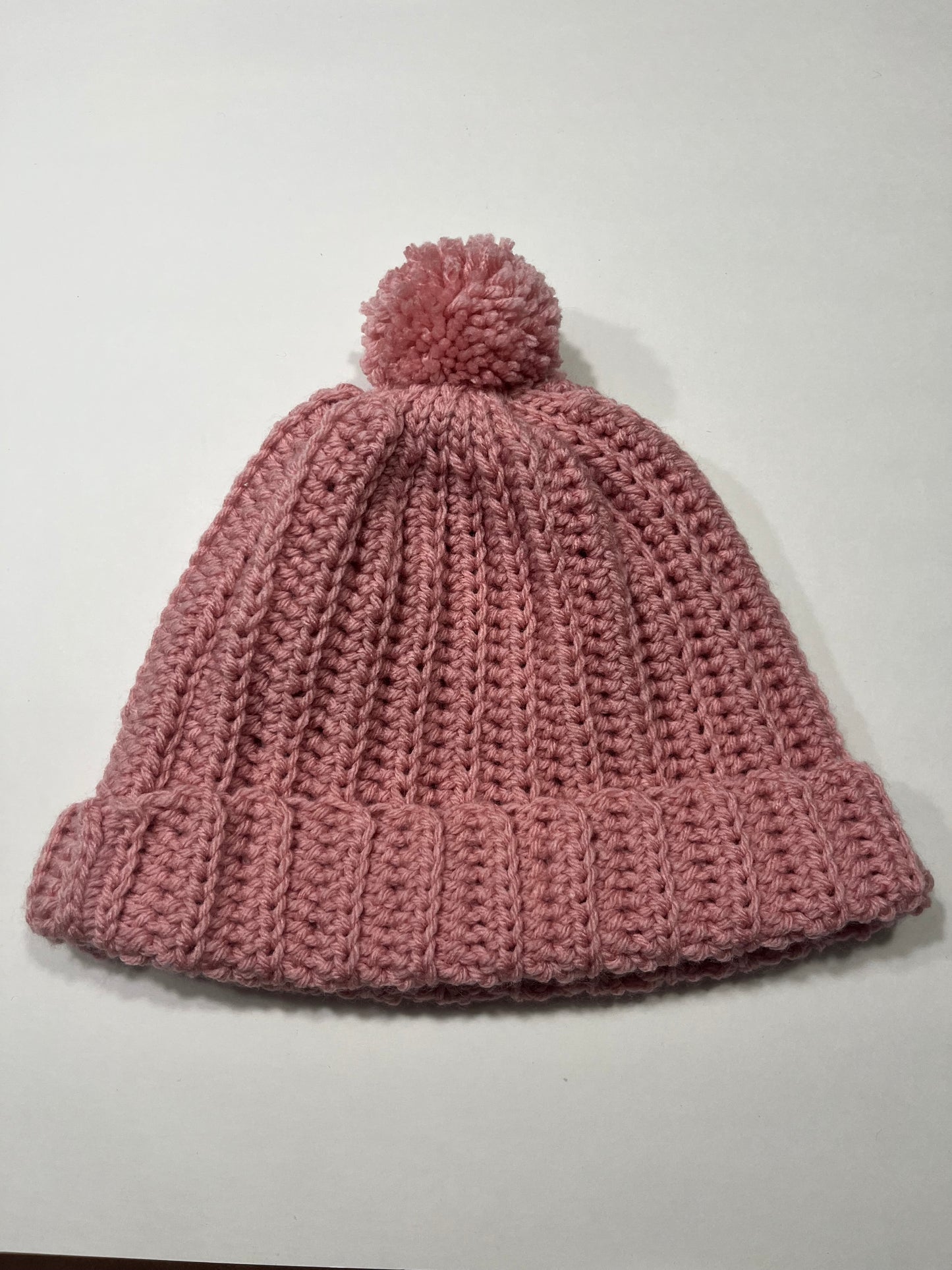 Ribbed beanie with pompom - Pink