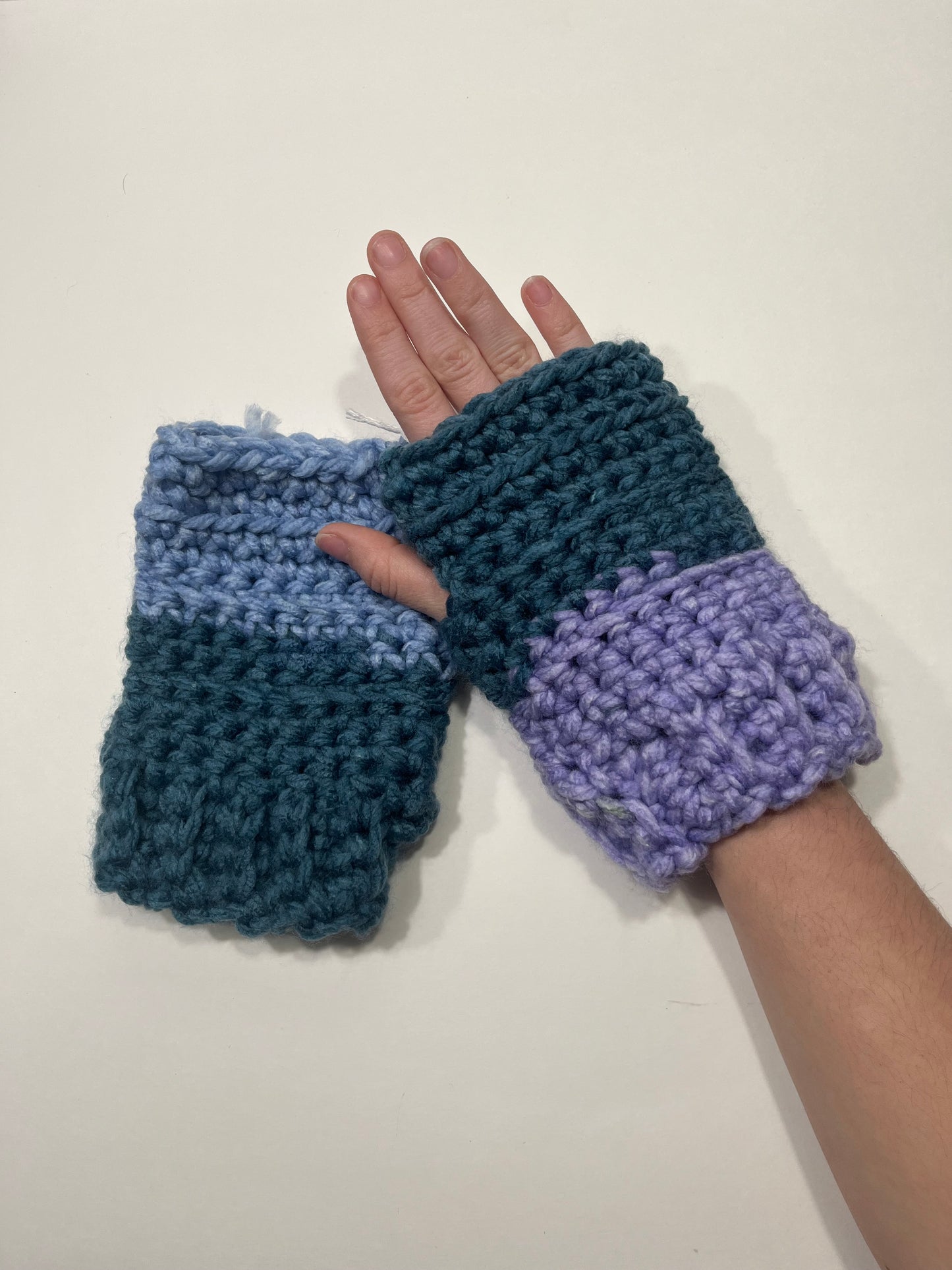Fingerless Gloves - Purple / Blue