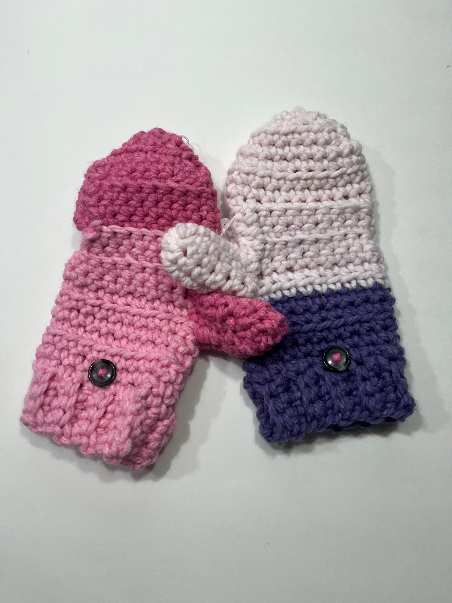 Convertible Mittens - White / Pink / Purple