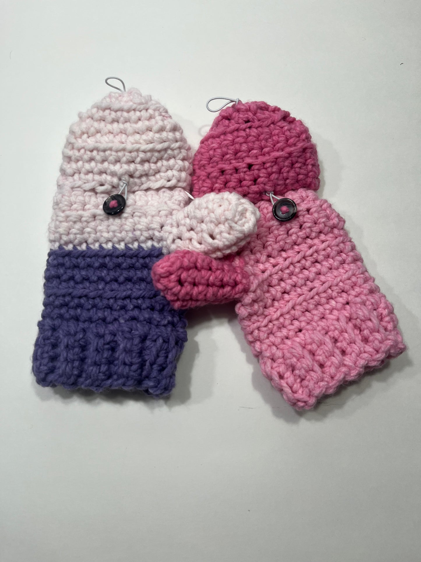 Convertible Mittens - White / Pink / Purple